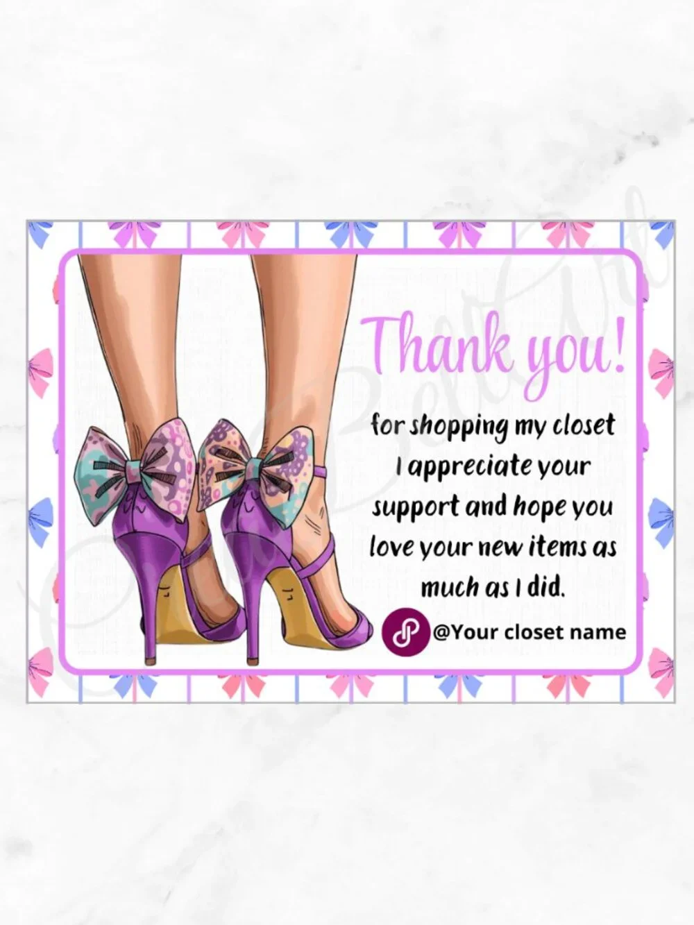 100 Personalized Heels Thank You Cards Small Business, 4×3 in